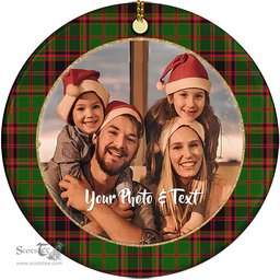 Scottish Buchan Modern Tartan Ornament - Personalized Two Sided Family Christmas Photo Ceramic Ornament Scottish Plaid Tartan Plaid - ScotsTee - scotstee.com
