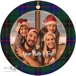 Scottish Davidson Modern Tartan Ornament - Personalized Two Sided Family Christmas Photo Ceramic Ornament Scottish Plaid Tartan Plaid - ScotsTee - scotstee.com
