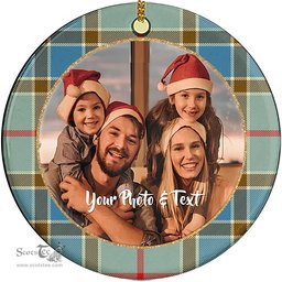 Scottish Balfour Blue Tartan Ornament - Personalized Two Sided Family Christmas Photo Ceramic Ornament Scottish Plaid Tartan Plaid - ScotsTee - scotstee.com