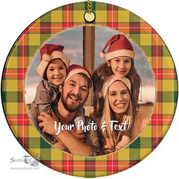 Scottish Baxter Tartan Ornament - Personalized Two Sided Family Christmas Photo Ceramic Ornament Scottish Plaid Tartan Plaid - ScotsTee - scotstee.com