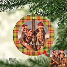 Scottish Baxter Tartan Ornament - Personalized Two Sided Family Christmas Photo Ceramic Ornament Scottish Plaid Tartan Plaid - ScotsTee - scotstee.com