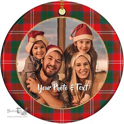 Scottish Chisholm Modern Tartan Ornament - Personalized Two Sided Family Christmas Photo Ceramic Ornament Scottish Plaid Tartan Plaid - ScotsTee - scotstee.com