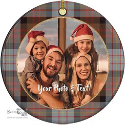 Scottish Cameron of Erracht Weathered Tartan Ornament - Personalized Two Sided Family Christmas Photo Ceramic Ornament Scottish Plaid Tartan Plaid - ScotsTee - scotstee.com