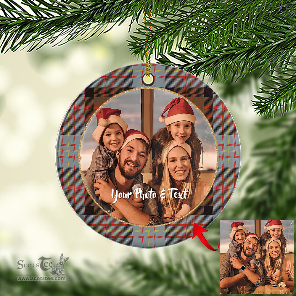 Scottish Cameron of Erracht Weathered Tartan Ornament - Personalized Two Sided Family Christmas Photo Ceramic Ornament Scottish Plaid Tartan Plaid - ScotsTee - scotstee.com