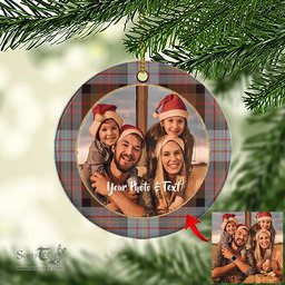 Scottish Cameron of Erracht Weathered Tartan Ornament - Personalized Two Sided Family Christmas Photo Ceramic Ornament Scottish Plaid Tartan Plaid - ScotsTee - scotstee.com