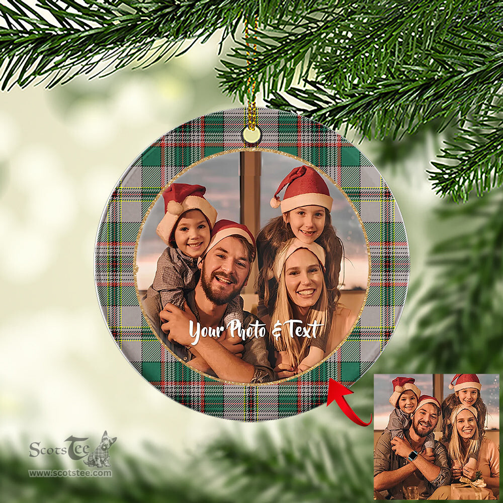Scottish Craig Ancient Tartan Ornament - Personalized Two Sided Family Christmas Photo Ceramic Ornament Scottish Plaid Tartan Plaid - ScotsTee - scotstee.com