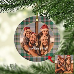 Scottish Craig Ancient Tartan Ornament - Personalized Two Sided Family Christmas Photo Ceramic Ornament Scottish Plaid Tartan Plaid - ScotsTee - scotstee.com