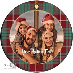 Scottish Crawford Modern Tartan Ornament - Personalized Two Sided Family Christmas Photo Ceramic Ornament Scottish Plaid Tartan Plaid - ScotsTee - scotstee.com