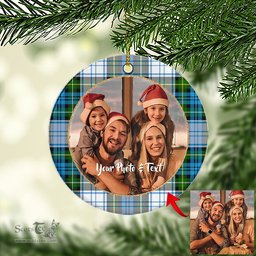 Scottish Campbell Dress Tartan Ornament - Personalized Two Sided Family Christmas Photo Ceramic Ornament Scottish Plaid Tartan Plaid - ScotsTee - scotstee.com