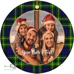 Scottish Campbell of Breadalbane Modern Tartan Ornament - Personalized Two Sided Family Christmas Photo Ceramic Ornament Scottish Plaid Tartan Plaid - ScotsTee - scotstee.com
