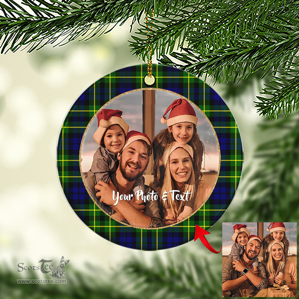 Scottish Campbell of Breadalbane Modern Tartan Ornament - Personalized Two Sided Family Christmas Photo Ceramic Ornament Scottish Plaid Tartan Plaid - ScotsTee - scotstee.com