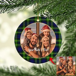 Scottish Campbell of Breadalbane Modern Tartan Ornament - Personalized Two Sided Family Christmas Photo Ceramic Ornament Scottish Plaid Tartan Plaid - ScotsTee - scotstee.com