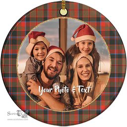 Scottish Cumming Hunting Weathered Tartan Ornament - Personalized Two Sided Family Christmas Photo Ceramic Ornament Scottish Plaid Tartan Plaid - ScotsTee - scotstee.com