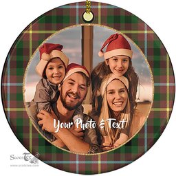 Scottish Buchanan Hunting Tartan Ornament - Personalized Two Sided Family Christmas Photo Ceramic Ornament Scottish Plaid Tartan Plaid - ScotsTee - scotstee.com