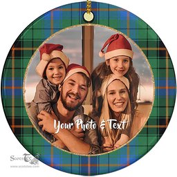 Scottish Davidson Ancient Tartan Ornament - Personalized Two Sided Family Christmas Photo Ceramic Ornament Scottish Plaid Tartan Plaid - ScotsTee - scotstee.com