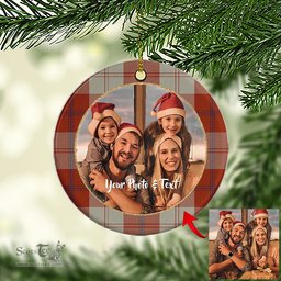 Scottish Davidson Dress Dancers Tartan Ornament - Personalized Two Sided Family Christmas Photo Ceramic Ornament Scottish Plaid Tartan Plaid - ScotsTee - scotstee.com