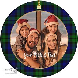 Scottish Campbell Modern Tartan Ornament - Personalized Two Sided Family Christmas Photo Ceramic Ornament Scottish Plaid Tartan Plaid - ScotsTee - scotstee.com