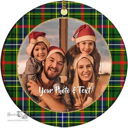 Scottish Bisset Tartan Ornament - Personalized Two Sided Family Christmas Photo Ceramic Ornament Scottish Plaid Tartan Plaid - ScotsTee - scotstee.com