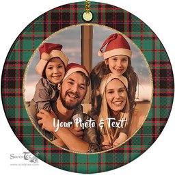 Scottish Buchan Ancient Tartan Ornament - Personalized Two Sided Family Christmas Photo Ceramic Ornament Scottish Plaid Tartan Plaid - ScotsTee - scotstee.com