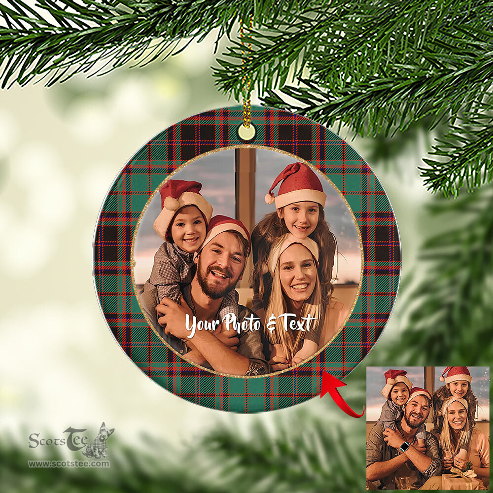 Scottish Buchan Ancient Tartan Ornament - Personalized Two Sided Family Christmas Photo Ceramic Ornament Scottish Plaid Tartan Plaid - ScotsTee - scotstee.com