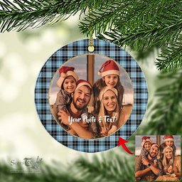 Scottish Clark Ancient Tartan Ornament - Personalized Two Sided Family Christmas Photo Ceramic Ornament Scottish Plaid Tartan Plaid - ScotsTee - scotstee.com