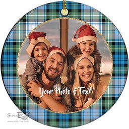 Scottish Campbell Dress Ancient Tartan Ornament - Personalized Two Sided Family Christmas Photo Ceramic Ornament Scottish Plaid Tartan Plaid - ScotsTee - scotstee.com