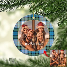 Scottish Campbell Dress Ancient Tartan Ornament - Personalized Two Sided Family Christmas Photo Ceramic Ornament Scottish Plaid Tartan Plaid - ScotsTee - scotstee.com