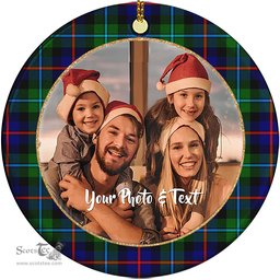 Scottish Campbell of Cawdor Modern Tartan Ornament - Personalized Two Sided Family Christmas Photo Ceramic Ornament Scottish Plaid Tartan Plaid - ScotsTee - scotstee.com