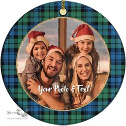 Scottish Campbell Ancient 02 Tartan Ornament - Personalized Two Sided Family Christmas Photo Ceramic Ornament Scottish Plaid Tartan Plaid - ScotsTee - scotstee.com
