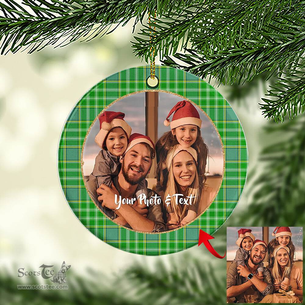 Scottish Currie Tartan Ornament - Personalized Two Sided Family Christmas Photo Ceramic Ornament Scottish Plaid Tartan Plaid - ScotsTee - scotstee.com