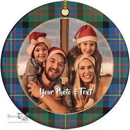 Scottish Cameron of Erracht Ancient Tartan Ornament - Personalized Two Sided Family Christmas Photo Ceramic Ornament Scottish Plaid Tartan Plaid - ScotsTee - scotstee.com