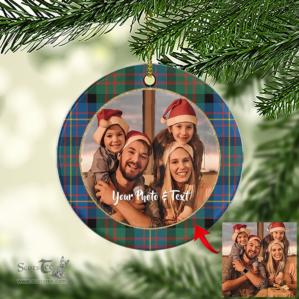 Scottish Cameron of Erracht Ancient Tartan Ornament - Personalized Two Sided Family Christmas Photo Ceramic Ornament Scottish Plaid Tartan Plaid - ScotsTee - scotstee.com
