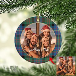 Scottish Cameron of Erracht Ancient Tartan Ornament - Personalized Two Sided Family Christmas Photo Ceramic Ornament Scottish Plaid Tartan Plaid - ScotsTee - scotstee.com