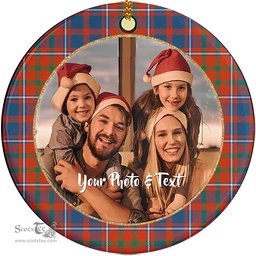 Scottish Cameron of Lochiel Ancient Tartan Ornament - Personalized Two Sided Family Christmas Photo Ceramic Ornament Scottish Plaid Tartan Plaid - ScotsTee - scotstee.com
