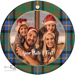 Scottish Cochrane Ancient Tartan Ornament - Personalized Two Sided Family Christmas Photo Ceramic Ornament Scottish Plaid Tartan Plaid - ScotsTee - scotstee.com