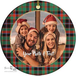 Scottish Cumming Hunting Ancient Tartan Ornament - Personalized Two Sided Family Christmas Photo Ceramic Ornament Scottish Plaid Tartan Plaid - ScotsTee - scotstee.com