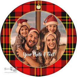 Scottish Brodie Modern Tartan Ornament - Personalized Two Sided Family Christmas Photo Ceramic Ornament Scottish Plaid Tartan Plaid - ScotsTee - scotstee.com
