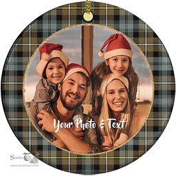 Scottish Campbell Argyll Weathered Tartan Ornament - Personalized Two Sided Family Christmas Photo Ceramic Ornament Scottish Plaid Tartan Plaid - ScotsTee - scotstee.com