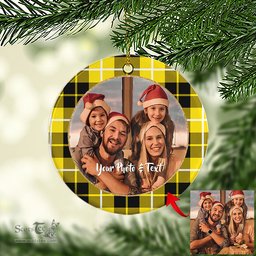 Scottish Barclay Dress Modern Tartan Ornament - Personalized Two Sided Family Christmas Photo Ceramic Ornament Scottish Plaid Tartan Plaid - ScotsTee - scotstee.com