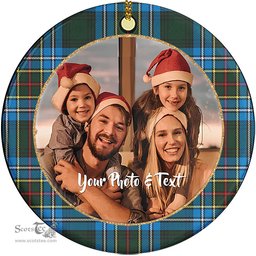 Scottish Cockburn Modern Tartan Ornament - Personalized Two Sided Family Christmas Photo Ceramic Ornament Scottish Plaid Tartan Plaid - ScotsTee - scotstee.com
