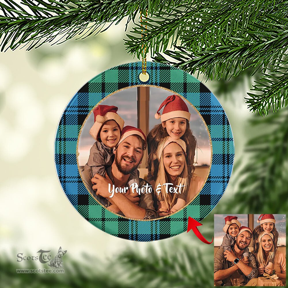 Scottish Campbell Ancient 01 Tartan Ornament - Personalized Two Sided Family Christmas Photo Ceramic Ornament Scottish Plaid Tartan Plaid - ScotsTee - scotstee.com