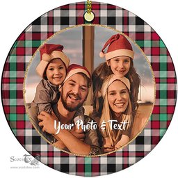 Scottish Borthwick Dress Ancient Tartan Ornament - Personalized Two Sided Family Christmas Photo Ceramic Ornament Scottish Plaid Tartan Plaid - ScotsTee - scotstee.com