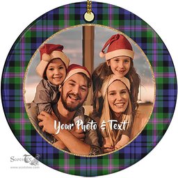 Scottish Baird Modern Tartan Ornament - Personalized Two Sided Family Christmas Photo Ceramic Ornament Scottish Plaid Tartan Plaid - ScotsTee - scotstee.com