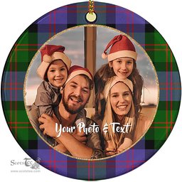Scottish Blair Modern Tartan Ornament - Personalized Two Sided Family Christmas Photo Ceramic Ornament Scottish Plaid Tartan Plaid - ScotsTee - scotstee.com