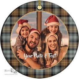 Scottish Gordon Weathered Tartan Ornament - Personalized Two Sided Family Christmas Photo Ceramic Ornament Scottish Plaid Tartan Plaid - ScotsTee - scotstee.com