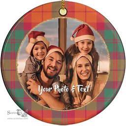 Scottish MacNab Ancient Tartan Ornament - Personalized Two Sided Family Christmas Photo Ceramic Ornament Scottish Plaid Tartan Plaid - ScotsTee - scotstee.com
