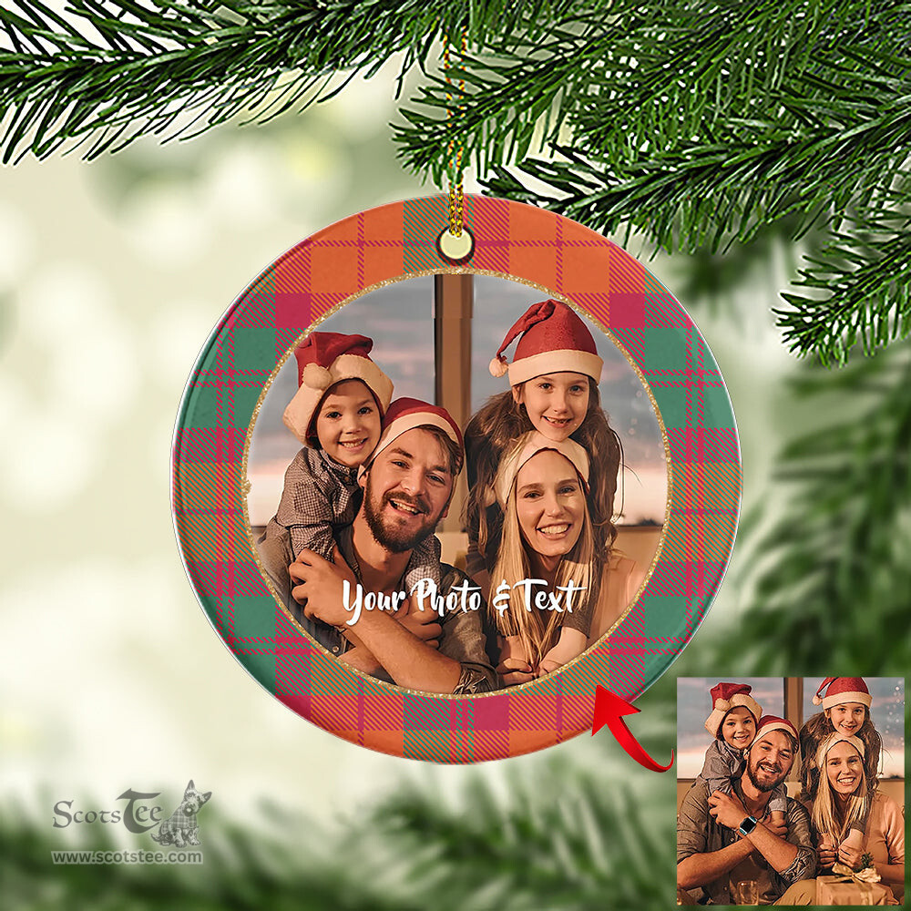 Scottish MacNab Ancient Tartan Ornament - Personalized Two Sided Family Christmas Photo Ceramic Ornament Scottish Plaid Tartan Plaid - ScotsTee - scotstee.com