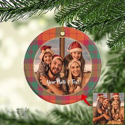 Scottish MacNab Ancient Tartan Ornament - Personalized Two Sided Family Christmas Photo Ceramic Ornament Scottish Plaid Tartan Plaid - ScotsTee - scotstee.com