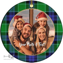 Scottish Graham of Menteith Modern Tartan Ornament - Personalized Two Sided Family Christmas Photo Ceramic Ornament Scottish Plaid Tartan Plaid - ScotsTee - scotstee.com