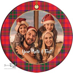 Scottish Drummond Modern Tartan Ornament - Personalized Two Sided Family Christmas Photo Ceramic Ornament Scottish Plaid Tartan Plaid - ScotsTee - scotstee.com